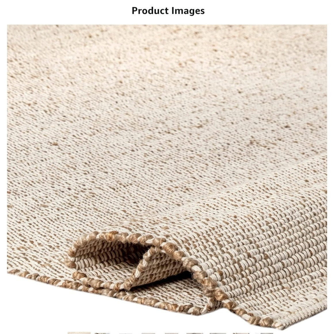 S & L Homes Jute Cotton Hand Woven Natural Farmhouse Area Rug for Living Room -(12' x 15' Natural)