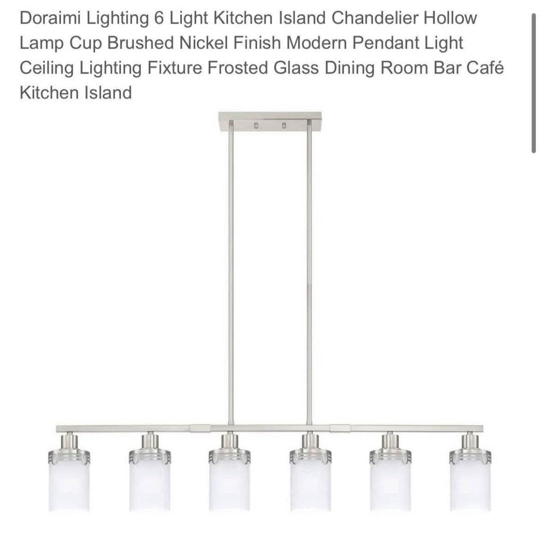 Doraimi Lighting 6 Light Kitchen Island Chandelier Hollow Lamp Cup Brushed Nickel Finish Modern Pend