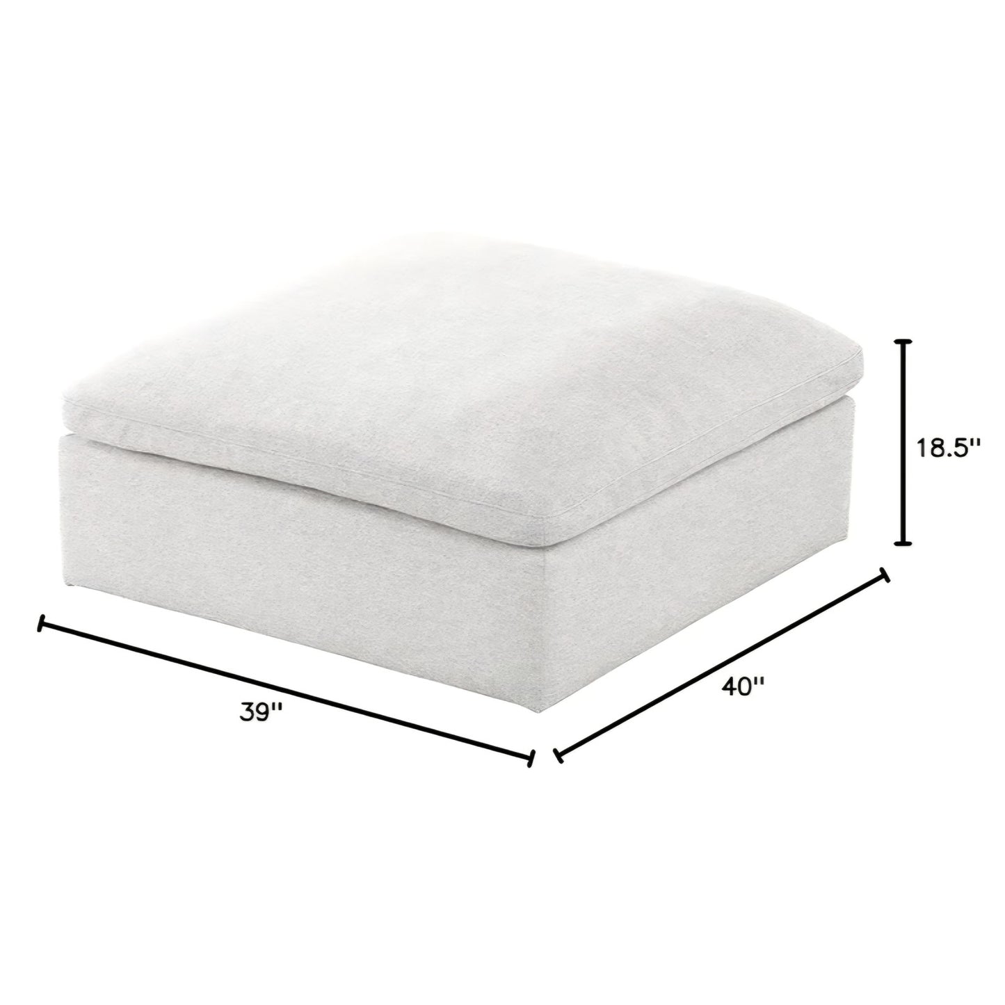Meridian Furniture 601Cream-Ott Serene Collection Modern | Contemporary Deluxe Comfort Ottoman