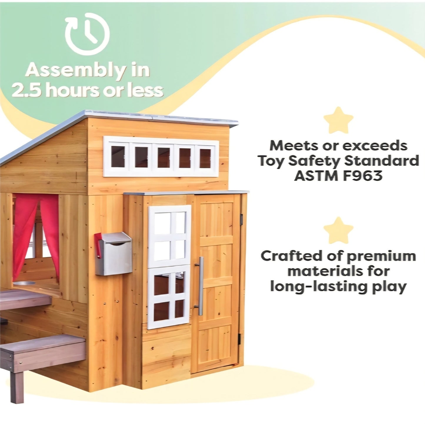 KidKraft Modern Outdoor Wooden Playhouse with Picnic Table, Mailbox and Outdoor Grill ,Gift