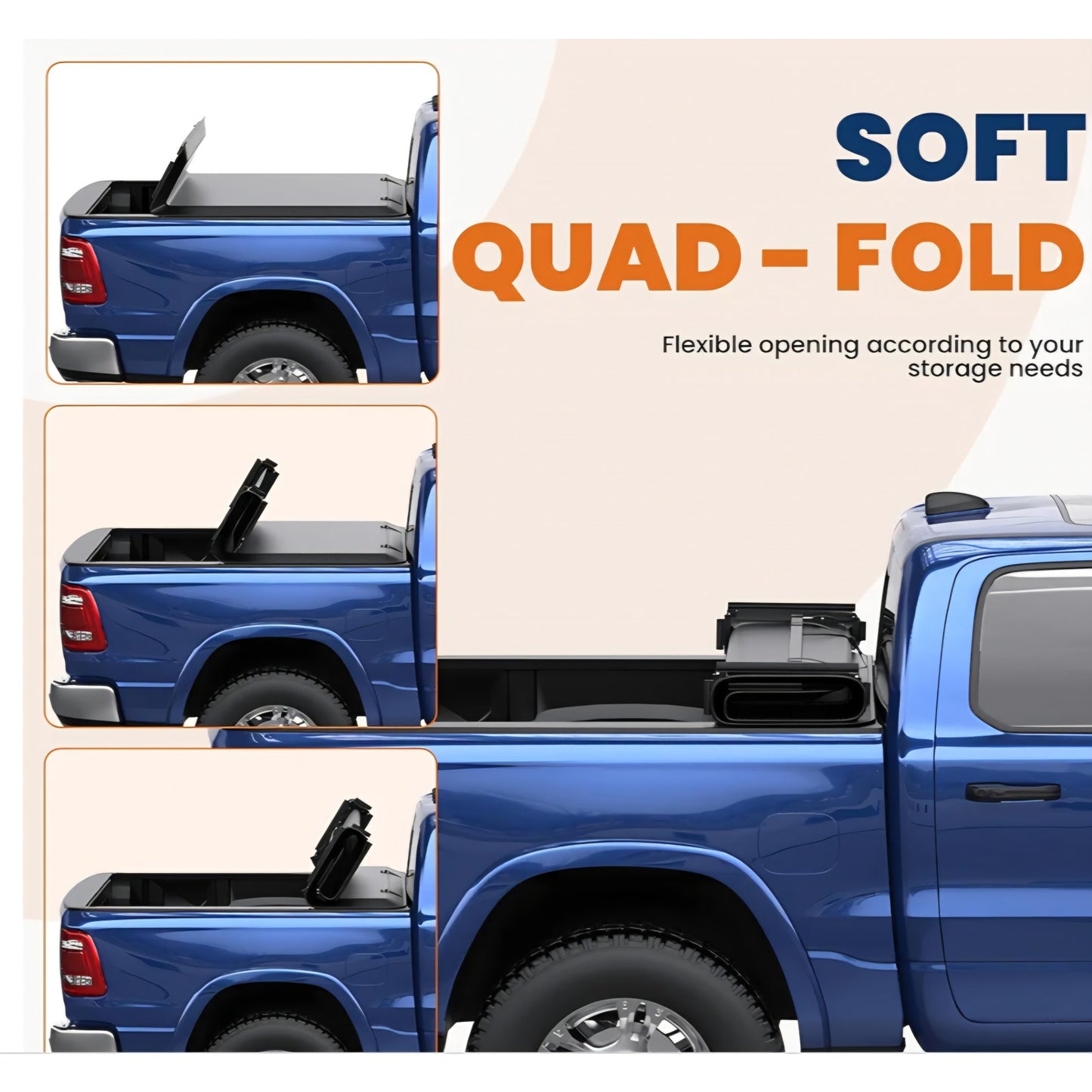 Soft Quad-fold Truck Bed Tonneau Cover Compatible for 2009-2025 Dodge Ram 1500 (Incl. 2019-2024