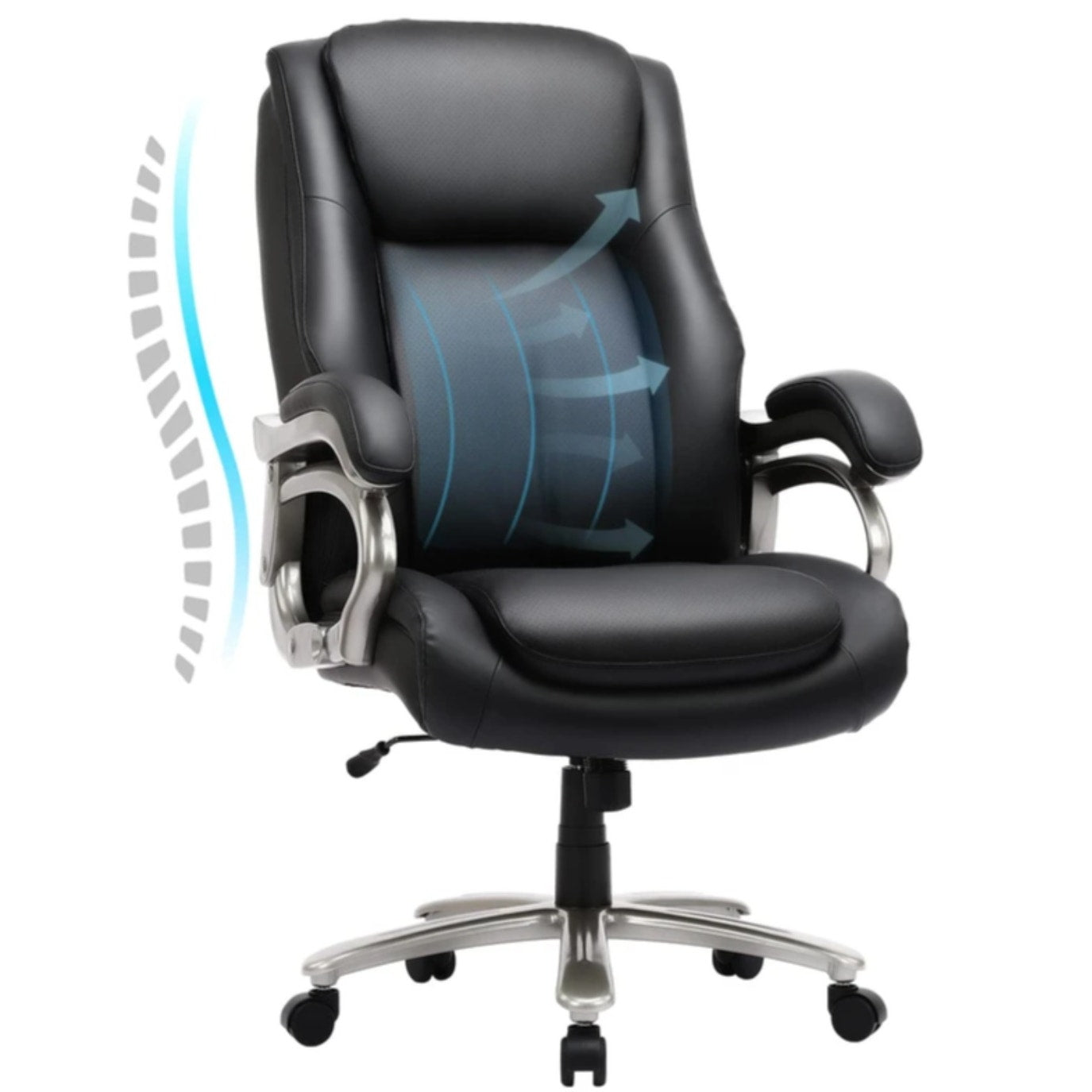 COLAMY Big Tall Office Chair 400lbs Wide Seat, High Back PU Leather Executive Desk Chair