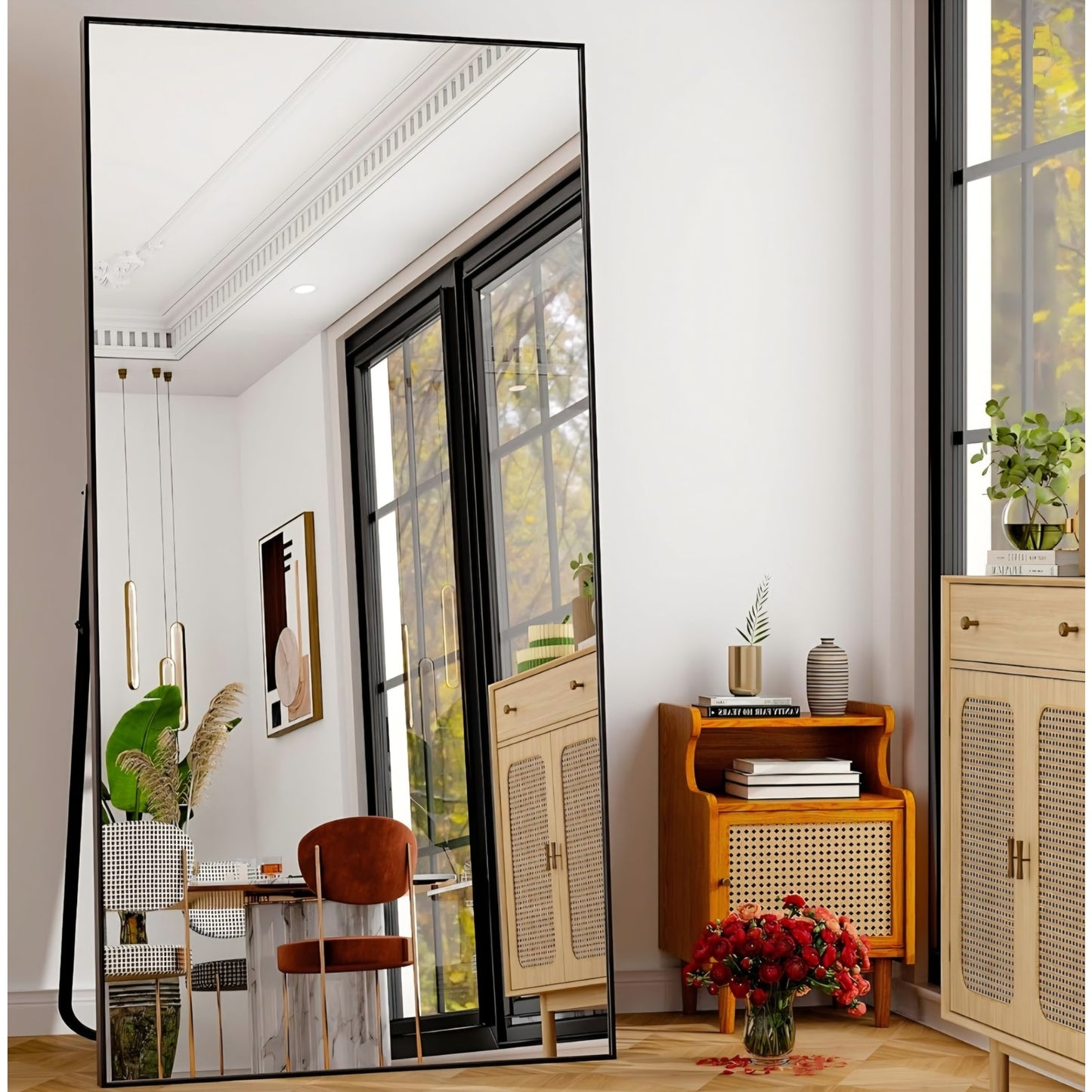GLSLAND 76"x34" Full Length Mirror Extra Large Hanging or Leaning Rectangle Mirror Aluminum Alloy