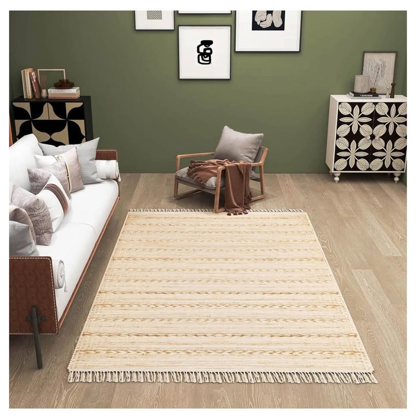 6x9 Ft Jute Natural Area Rug, Hand Woven Rug for Living Rooms, Kitchen, Bedroom & Dinings Premium Qu