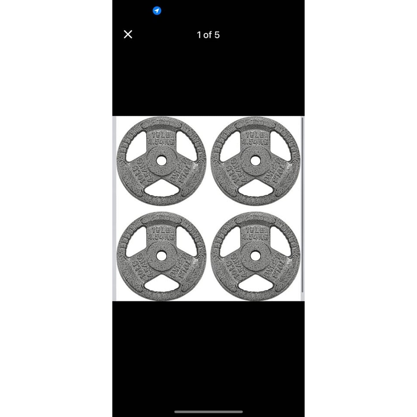 1” Cast Iron Plate Weight Plate for Strength Training and Weightlifting Set of 4
