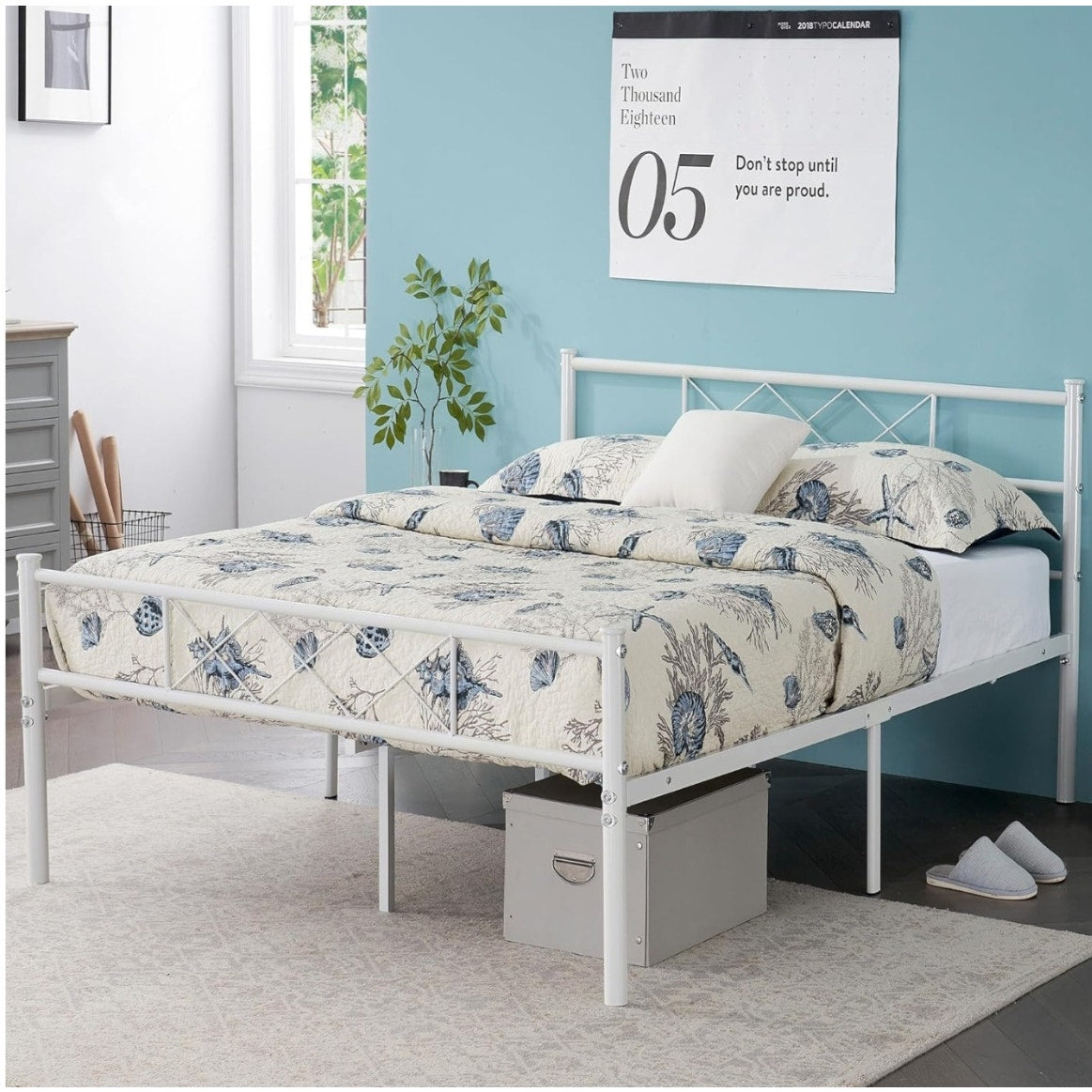 VECELO Queen Size Bed Frame with Headboard