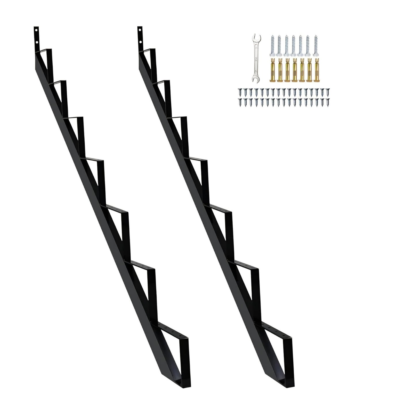 Heavy Duty Steel Stair Riser 7 Step, Metal Stair Stringer for Deck Height 58 inches, Stair Step