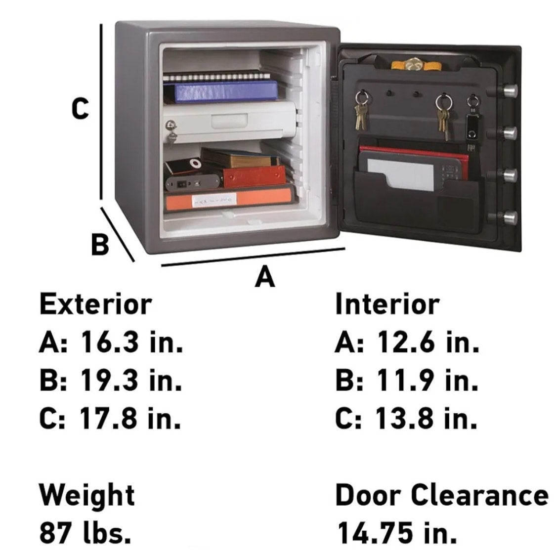 SentrySafe Waterproof and Fireproof Alloy Steel Digital Safe Box for Home with Code Button Keypad, 1.23 Cubic Feet, 17.8 x 16.3 x 19.3 Inches (exterior), SFW123GDC