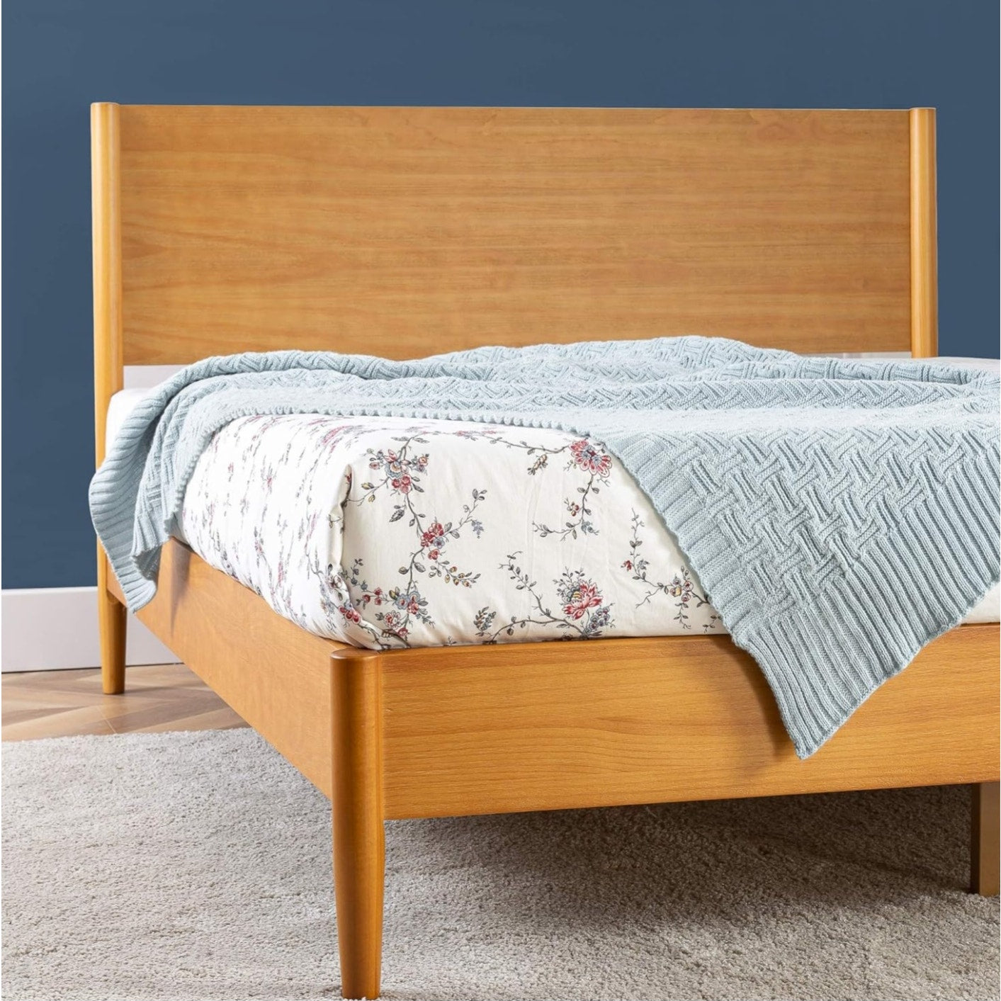 ZINUS Allen Mid Century Wood Platform Bed Frame, Solid Wood Foundation, Wood Slat Support,