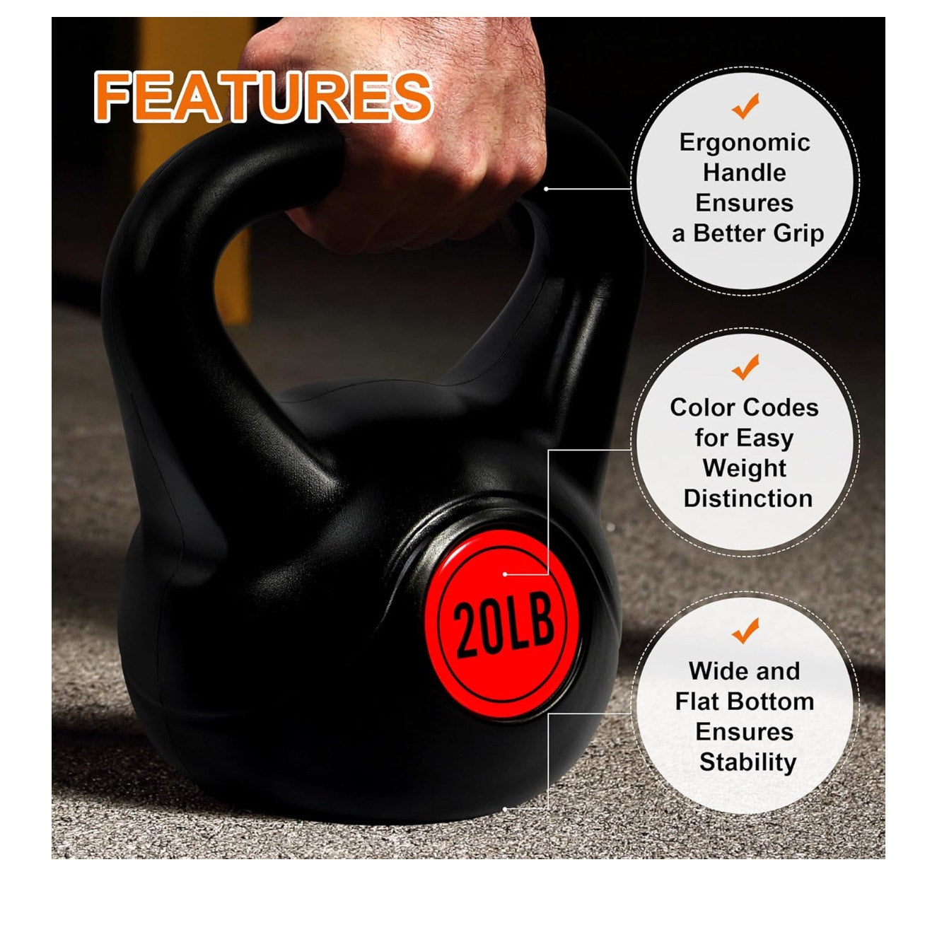 Wide Grip 3-Piece or 4-Piece Kettlebell Exercise Fitness Weight Set