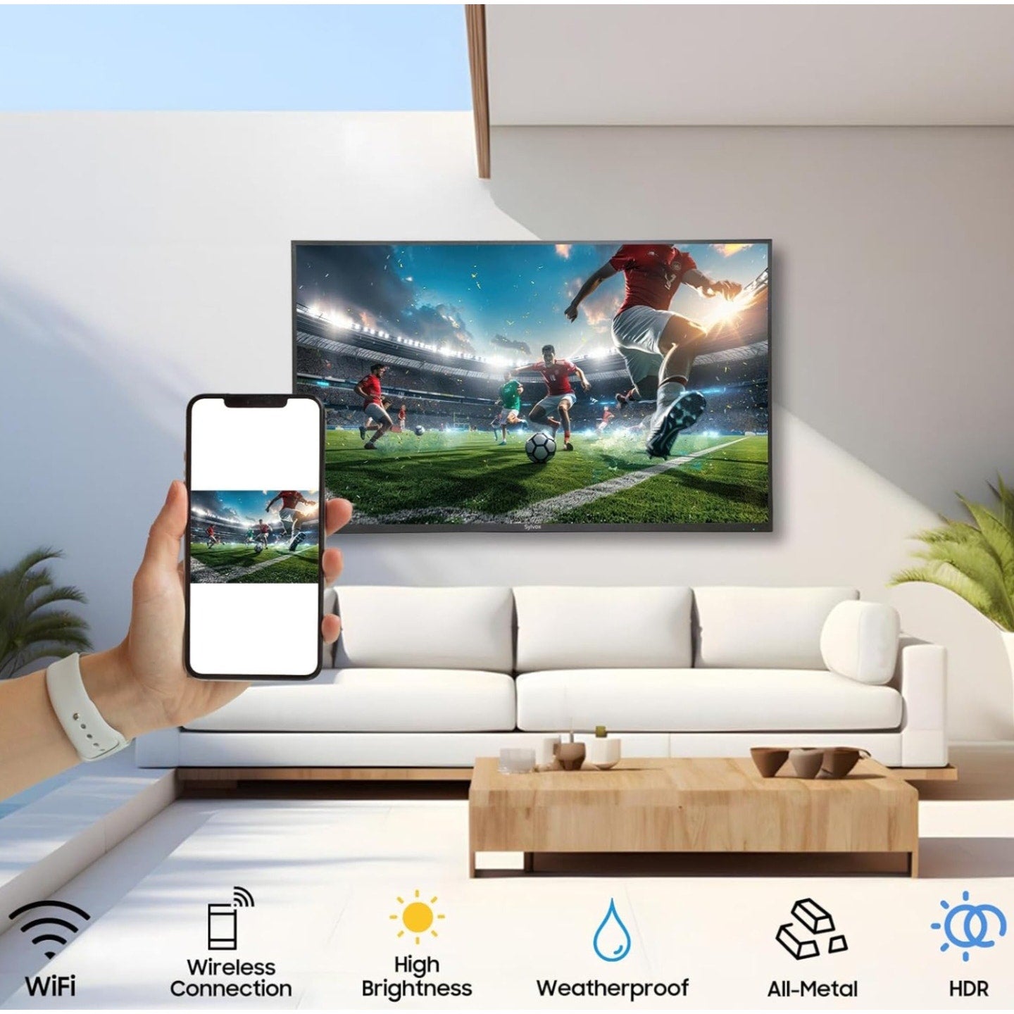 SYLVOX 43 Inch Outdoor Smart Television Weatherproof Google TV, 4K 700NIT High Brightness Temperatu