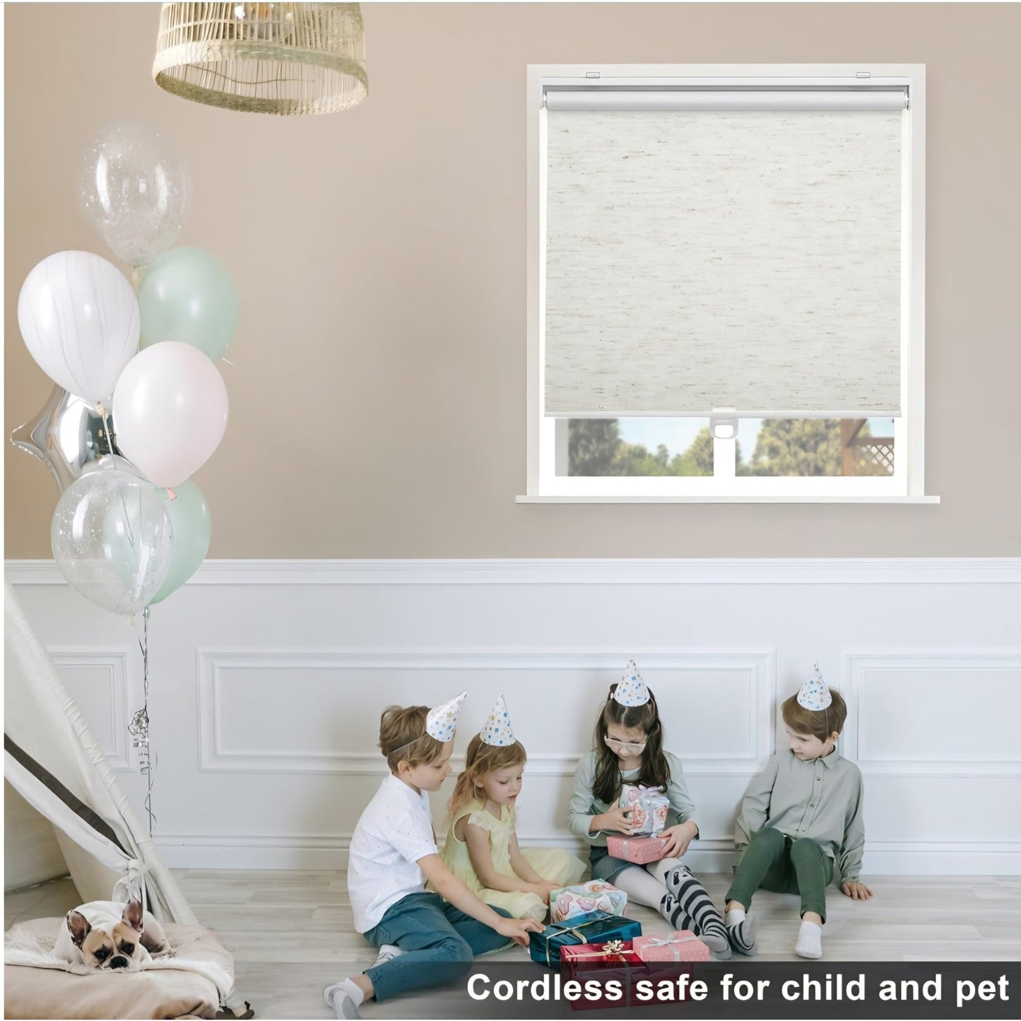 Blackout Roller Shades Blinds Cordless for Windows Pull Down Room Darkening Door Blinds