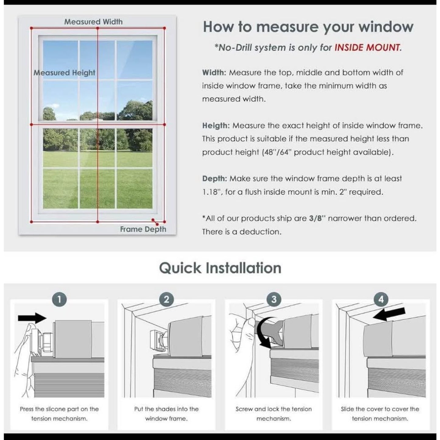 LazBlinds No Tools No Drill Cordless Cellular Shades, Top Down Bottom Up (TDBU) Honeycomb Shades for