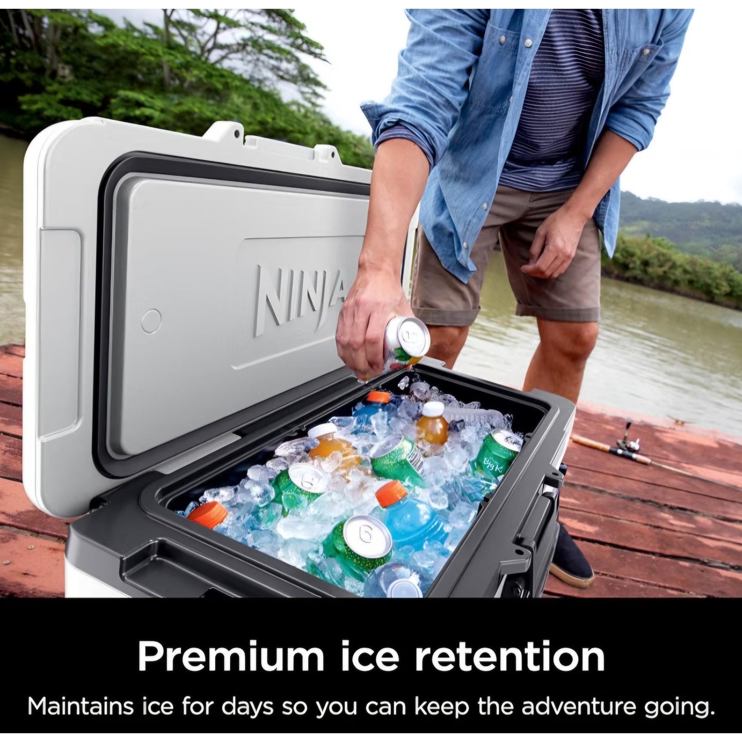 Ninja FrostVault | 65qt Wheeled Cooler with Cold Dry Zone Integrated Fridge Temp Dry Storage Drawer