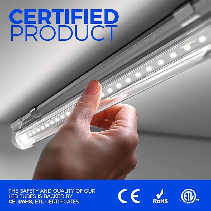 Barrina LED Shop Lights 8FT, 72W 10000LM 5000K, Daylight White, T8 LED Garage Lights, Plug, 10 Packs