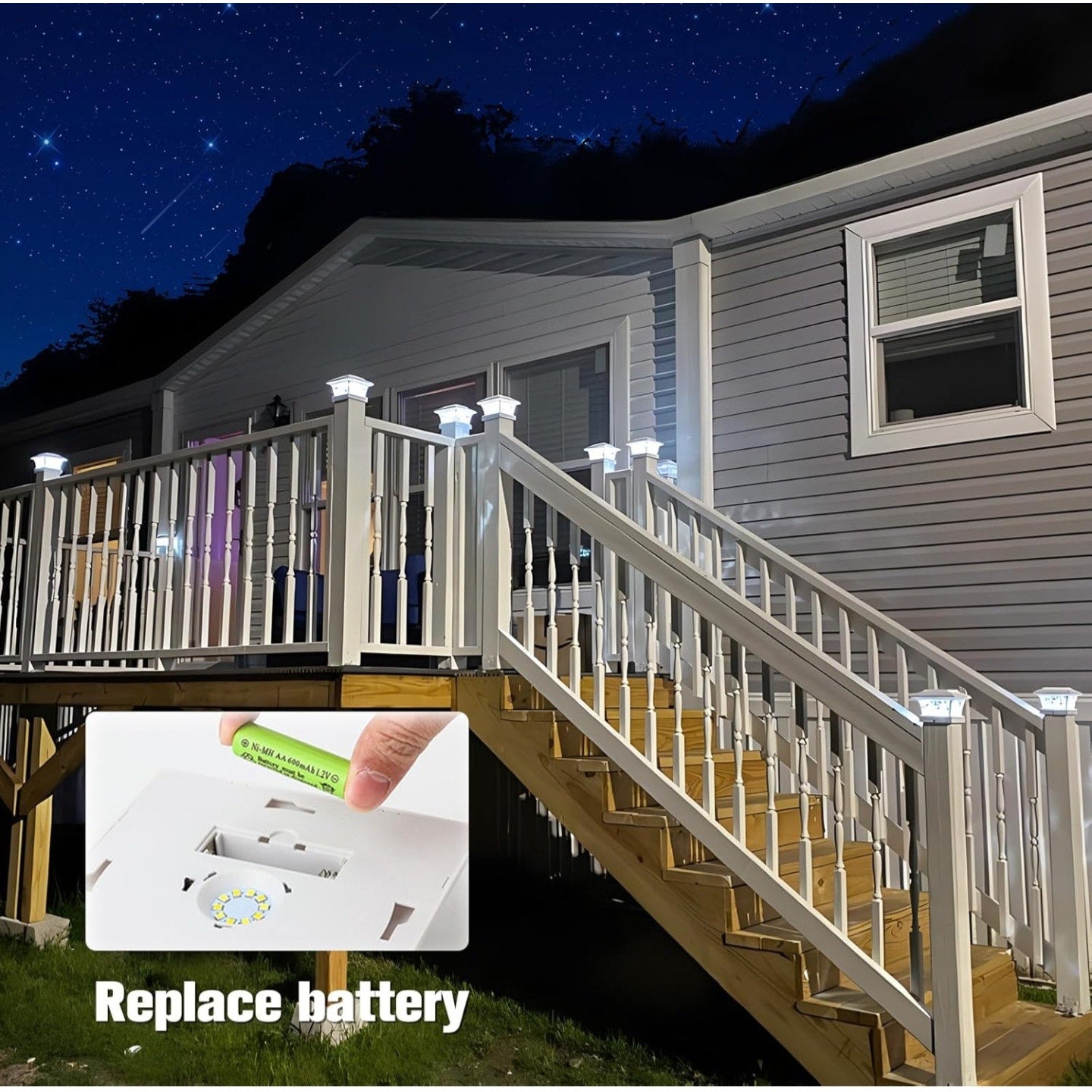 VOLISUN Solar Post Cap Lights Outdoor, Solar Powered Fence Cap Lights for 4x4 Vinyl/Wood, White