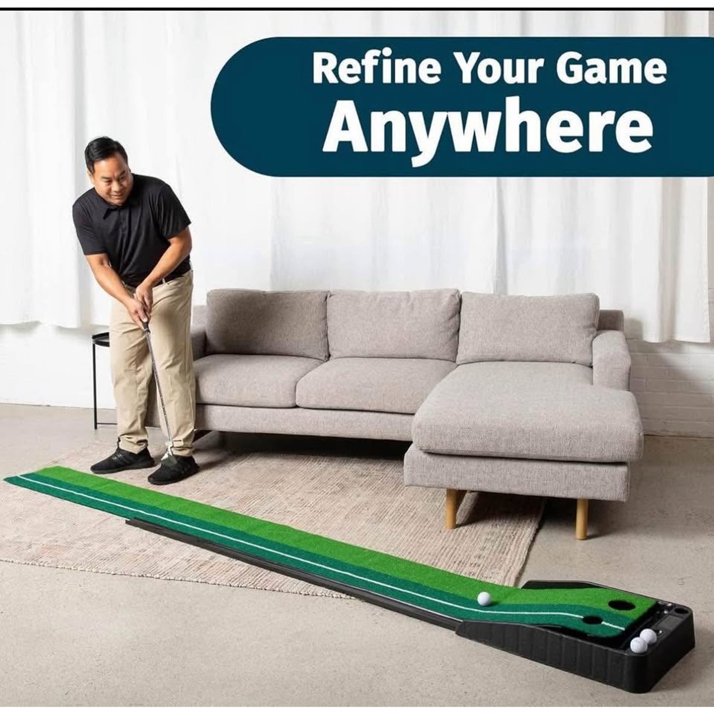 Abco Tech Indoor Golf Putting Green - Portable Golf Mat with Auto Ball Return - Mini Golf Practice f