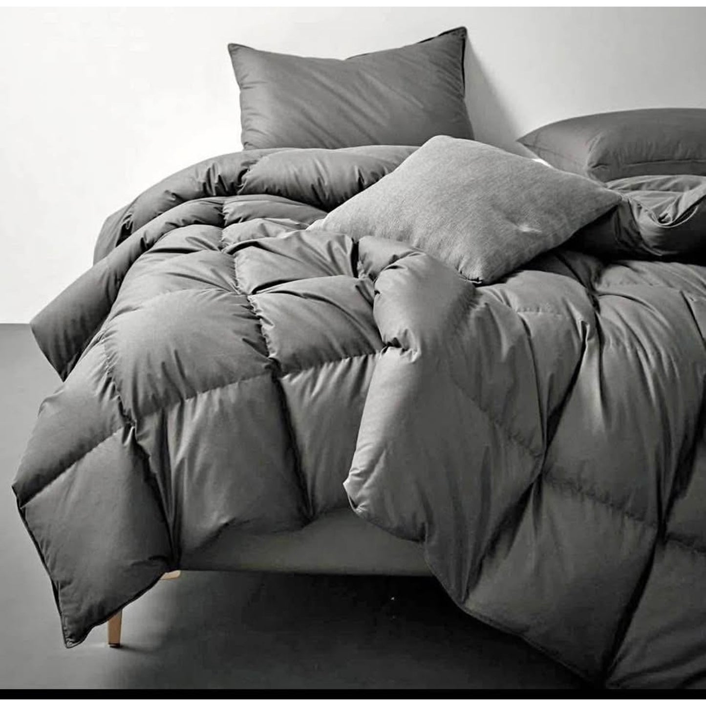Royoliving Premium Feathers Down Duvet Insert Comforter Queen Size Charcoal Grey Heavyweight Thicken