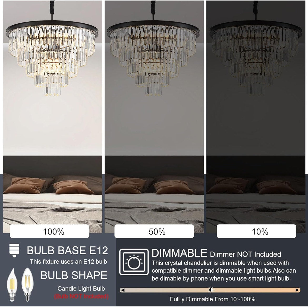Black Crystal chandelier 7- tier Luxury K9 crystal chandeliers