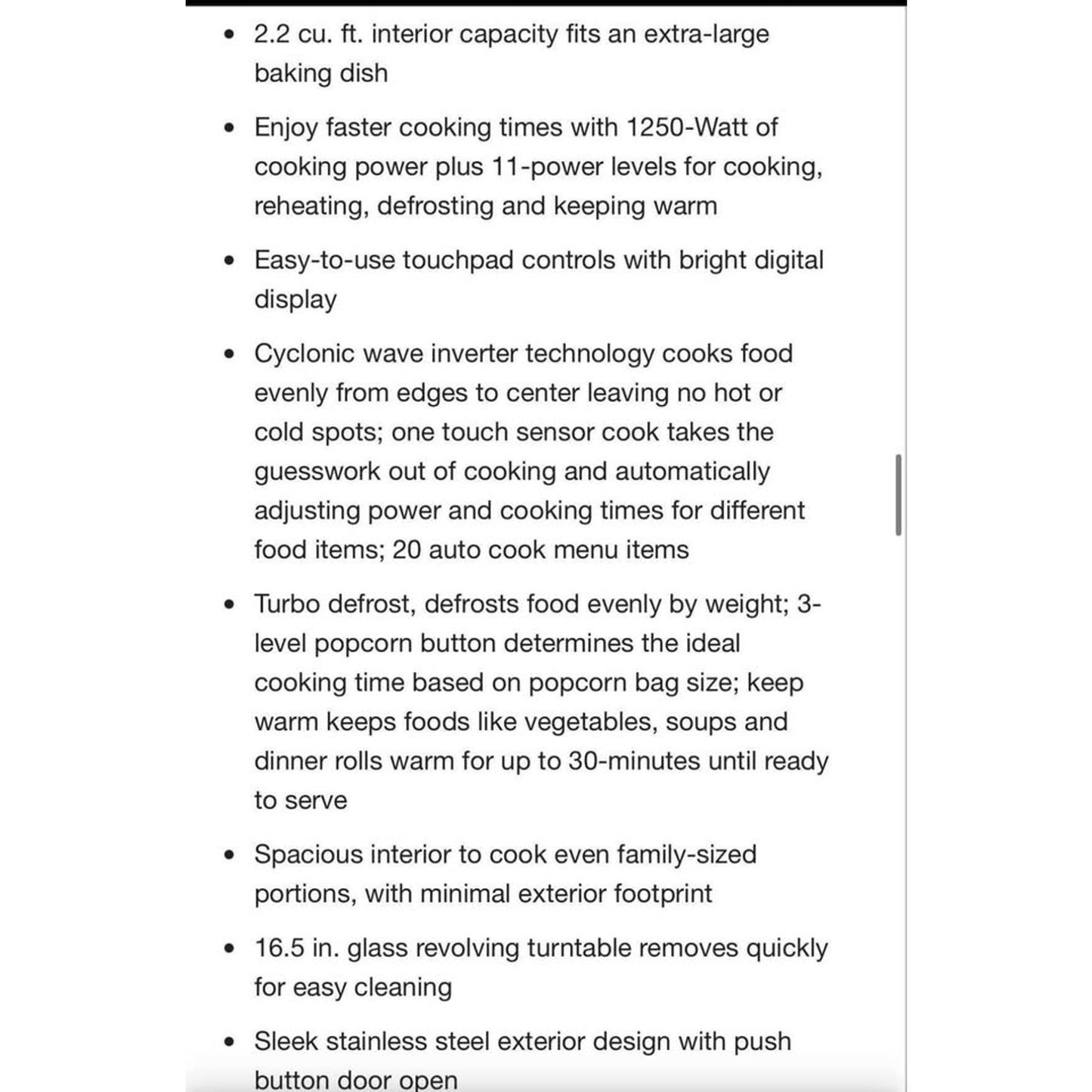 Panasonic 2.2 cu. ft. Countertop Microwave in Stainless Steel Built-in with Cyclonic Wave Inverter T