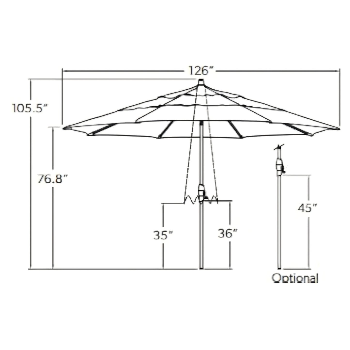 Treasure Garden 11-Foot (Model 812) Deluxe Auto-Tilt Market Umbrella with Bronze Frame and Sunbrella Fabric: Forest Green with Double Wind Vent (Includes 3 Year Extended Frame Warrantee)