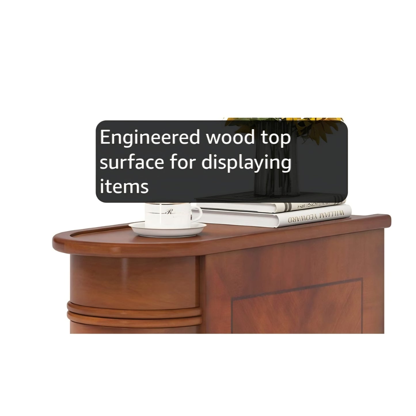 LITTLE TREE Wood End Table with 2 Drawers Sofa Side Table, No Assembly Required Vintage