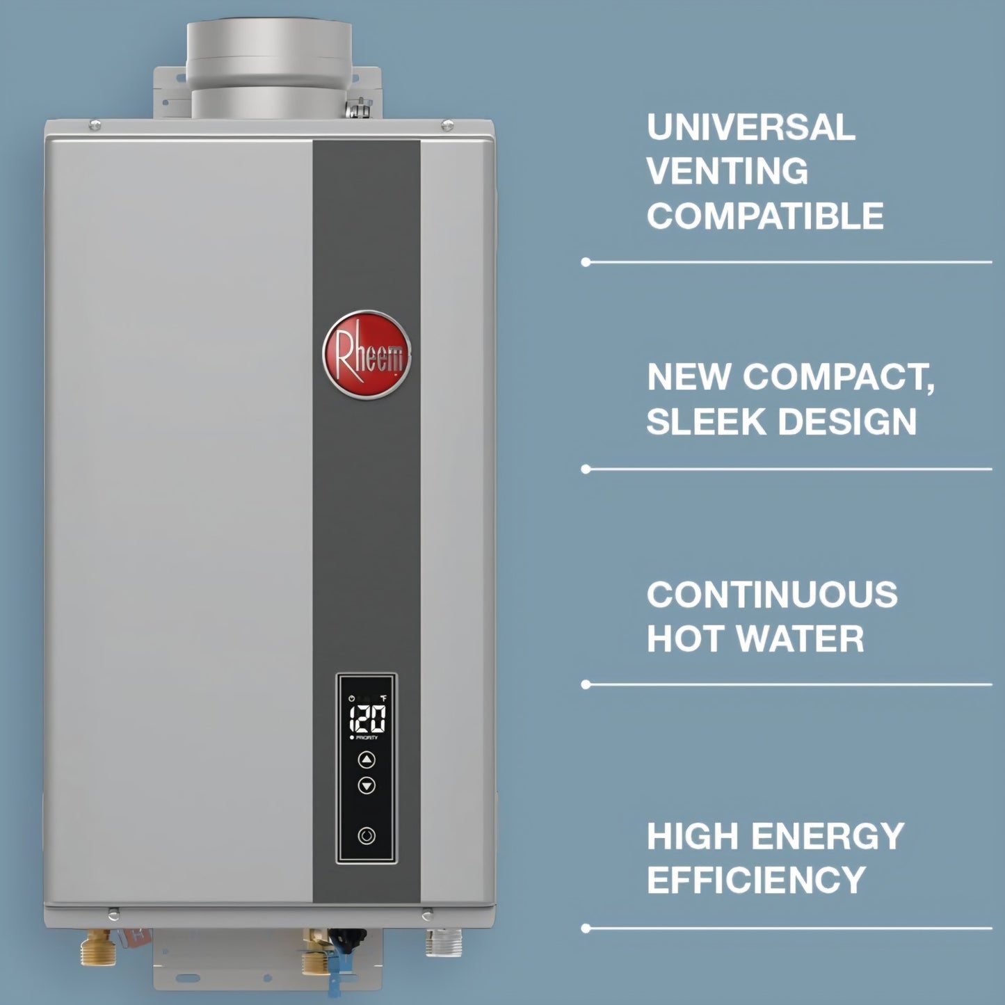 Rheem RTG-95DVLN-3 High Efficiency Non-Condensing Indoor Tankless Natural Gas Water Heater