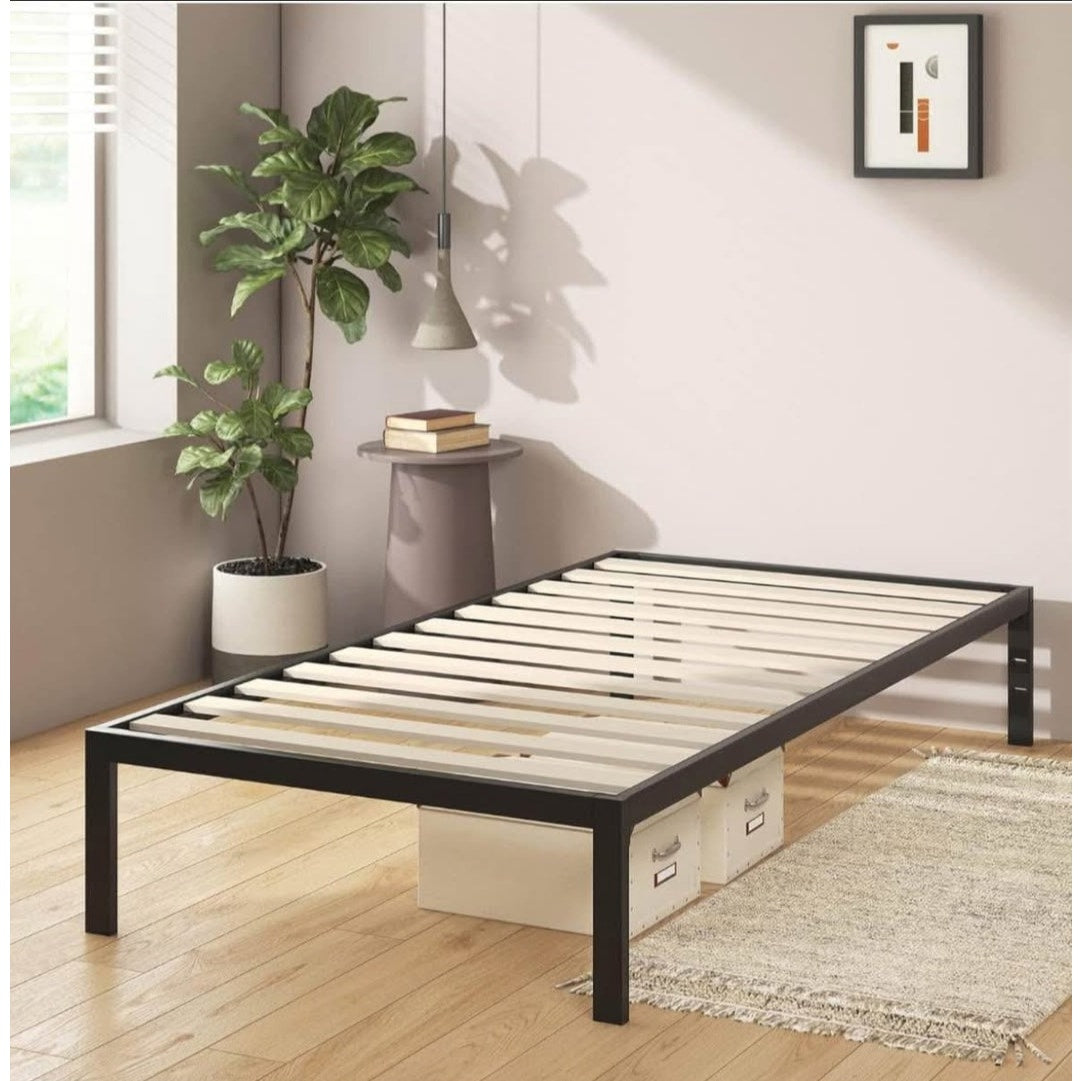 Zinus Mia Metal Platform Bed Frame Futon Mattress, Twin, Black