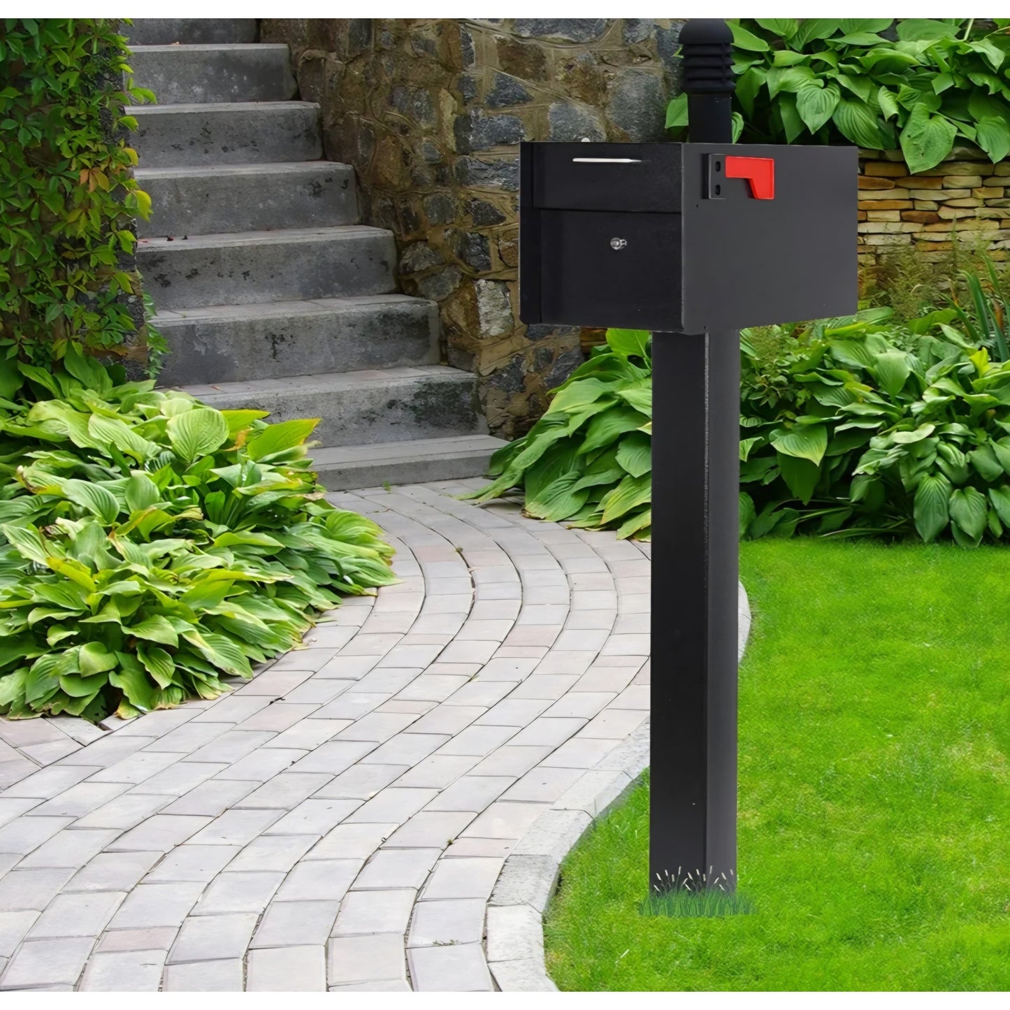 Ganiude Metal Mailbox Post for Outside, 43 x 4 x 4 inches Heavy Duty In-Ground Mounting Mail Stand