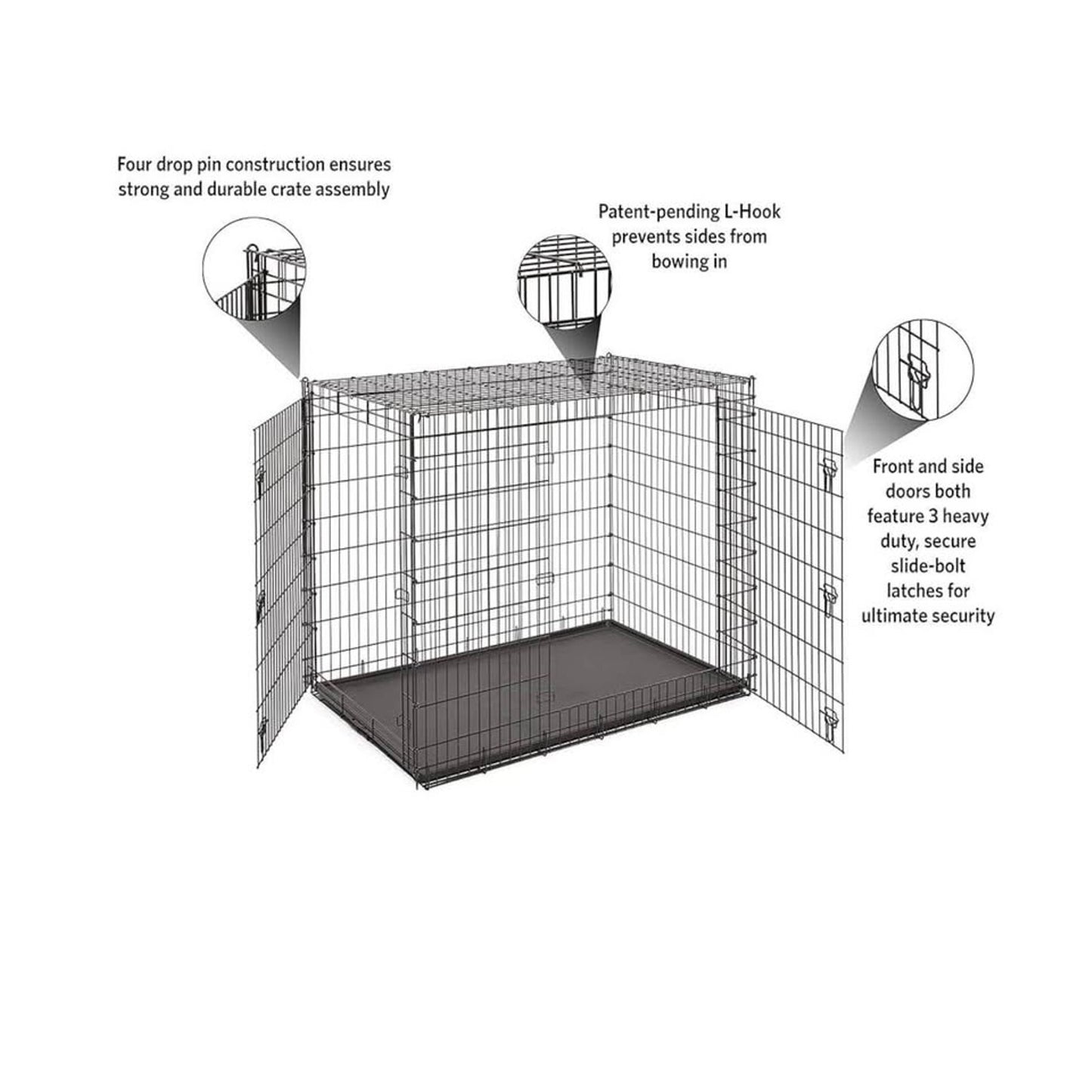 Midwest Homes for Pets Ginormous Double Door 54-Inch Dog Crate for XXL Dogs Breeds; Great Dane, Mast
