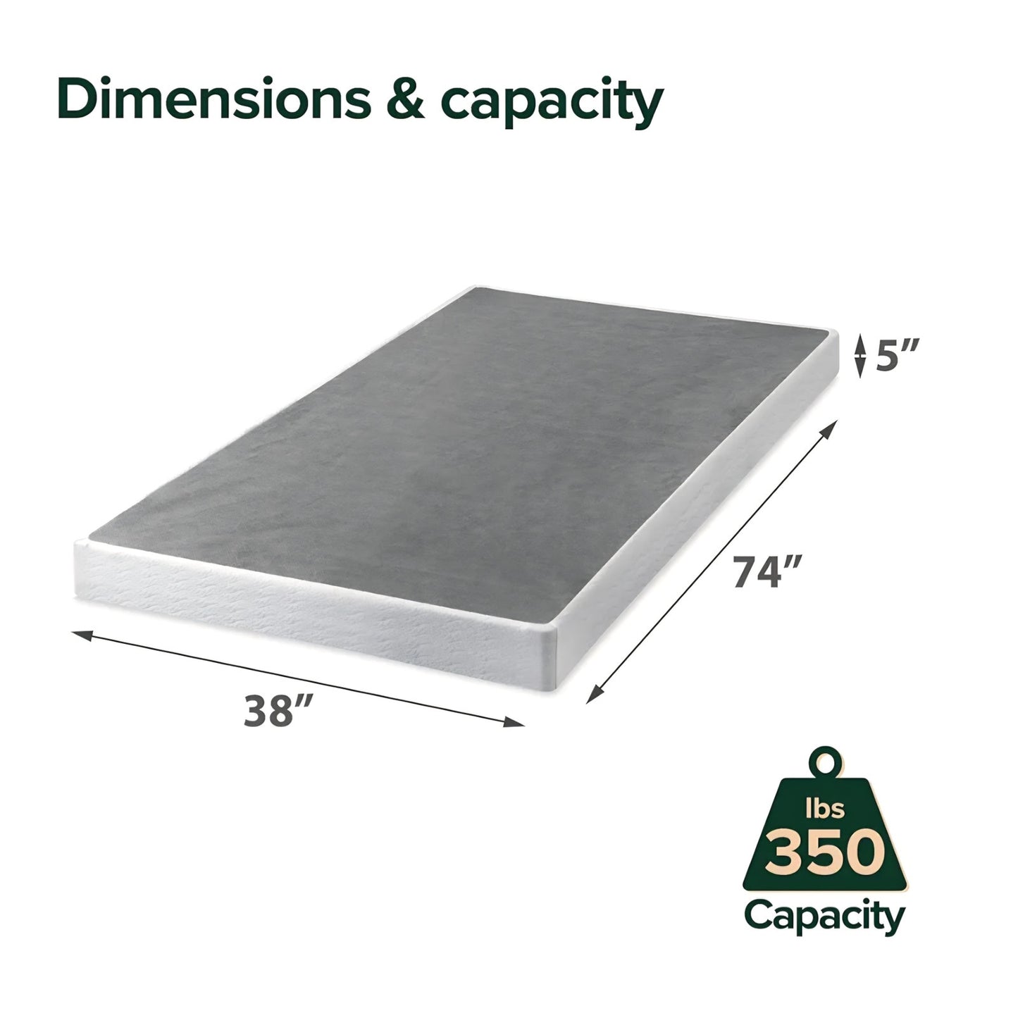 ZINUS 5 Twin, Inch Metal Smart Box Spring, Mattress Foundation, Strong Metal Frame, Easy Assembly,