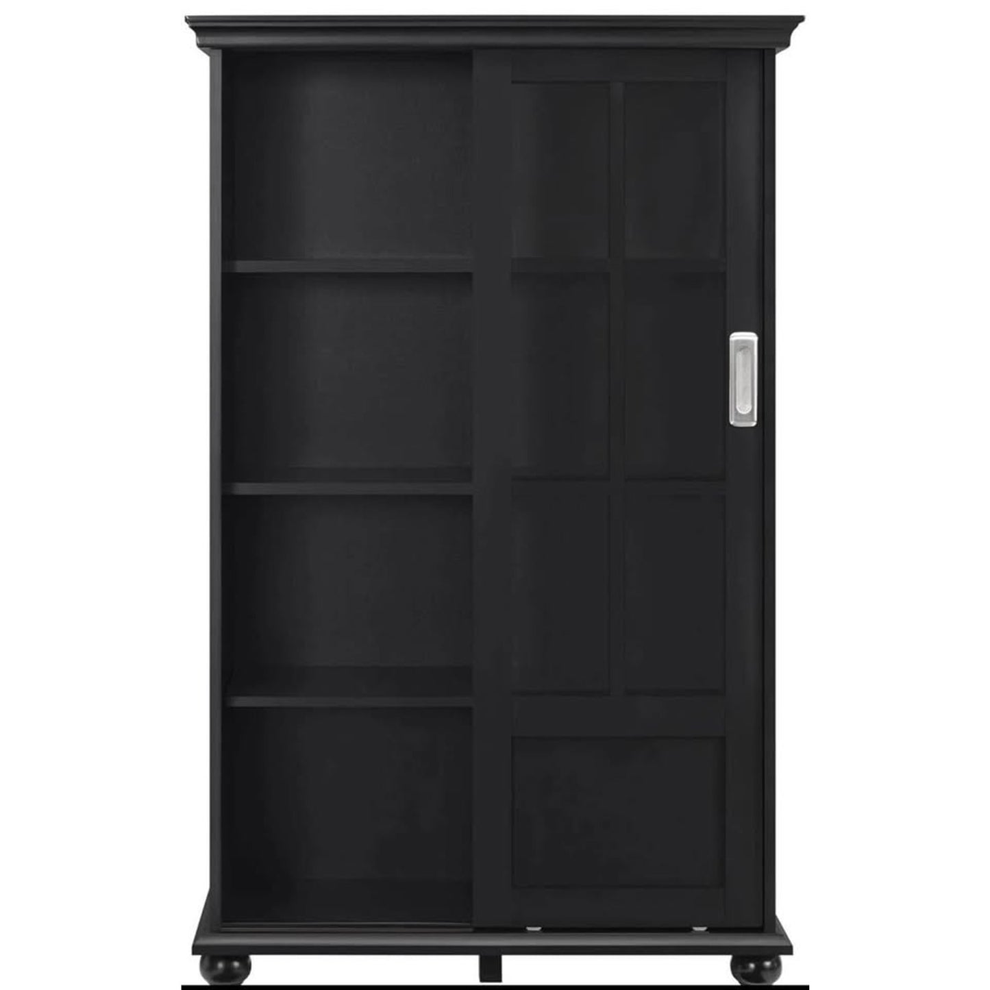 Ameriwood Home Aaron Lane Bookcase with Sliding Glass Doors, Black