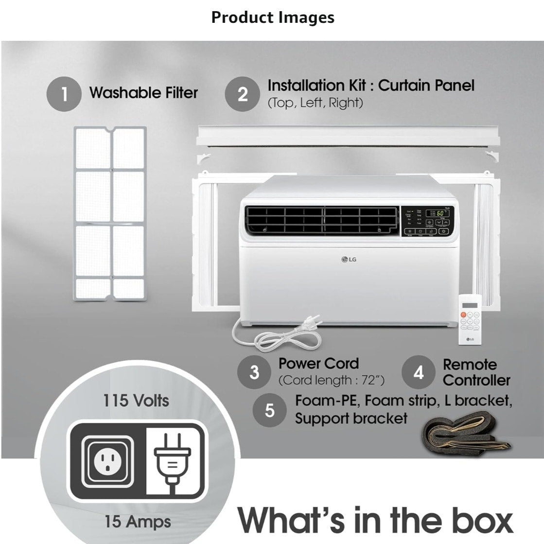 LG 10,000 BTU Smart Window Air Conditioner, 115V, Cools 450 Sq. Ft. for Bedroom, Living Room, Apt