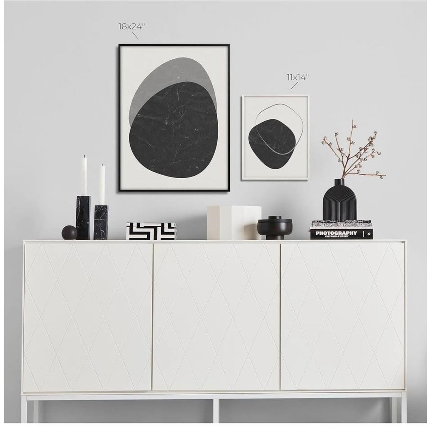24x30 Frame Black - Exclusive Thin 24 x 30 Black Poster Frame For Wall - Aluminum Metal - Fits One 2