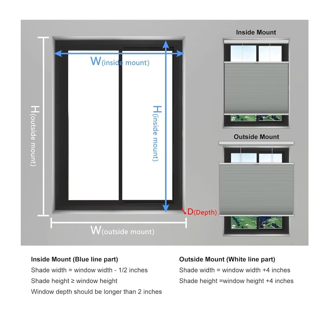 Changshade Blackout Cellular Shades Cordless, Top Down Bottom Up Blinds for Windows, 1.5" Single Cell Pleated Honeycomb Window Shades for Bedroom, Child Room,36" Width x72 Height,Gray