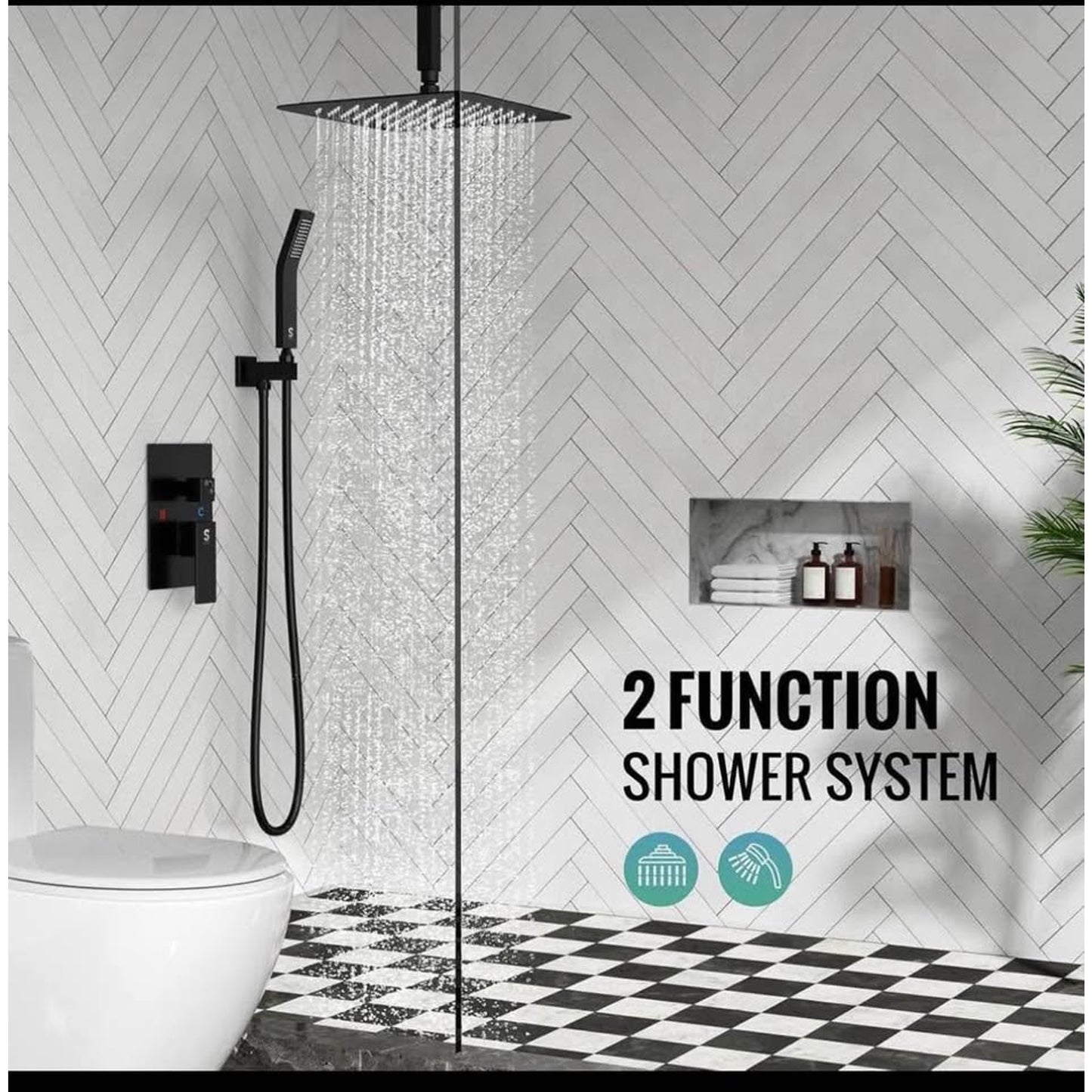 SR SUN RISE 10 Inch Ceiling Mounted Shower System Rain Mixer Shower Combo Set Rainfall Shower Head S