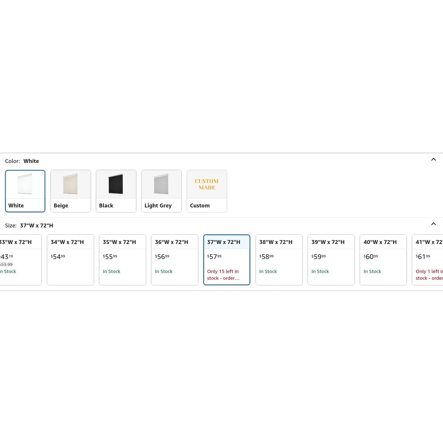 ChrisDowa Cordless Blinds Free-Stop 100% Blackout Blinds for Windows, White,Grey,Black 37" W X 72" H