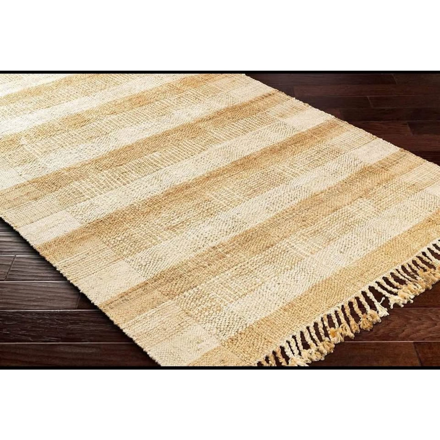 Alara Jute Plaid Area with Tassel Runner Rug - Peach, Tan