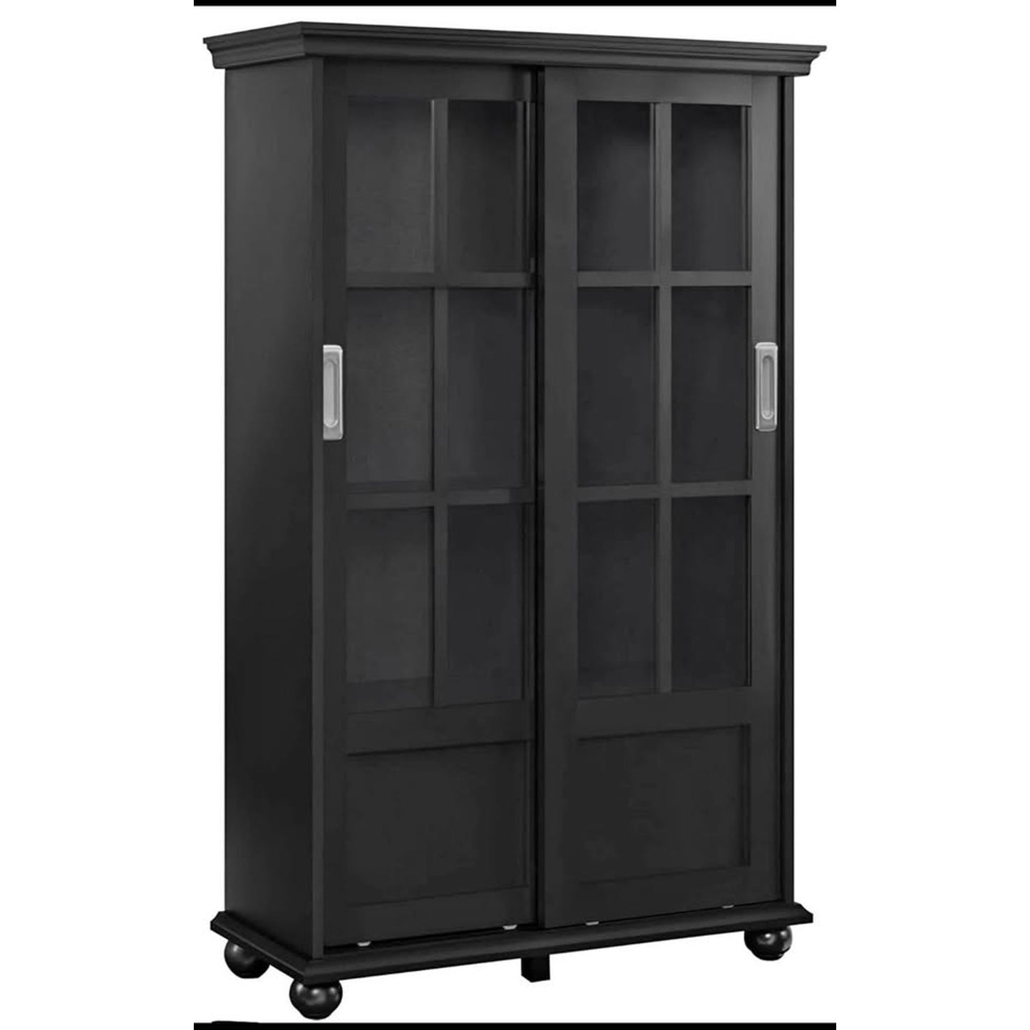 Ameriwood Home Aaron Lane Bookcase with Sliding Glass Doors, Black