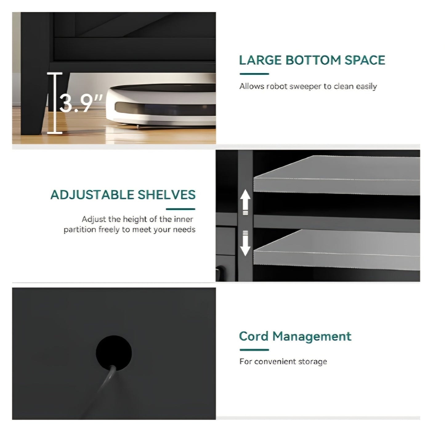 YITAHOME 70 Inch Farmhouse TV Stand with LED Lighting, Fits TVs up to 80 Inches