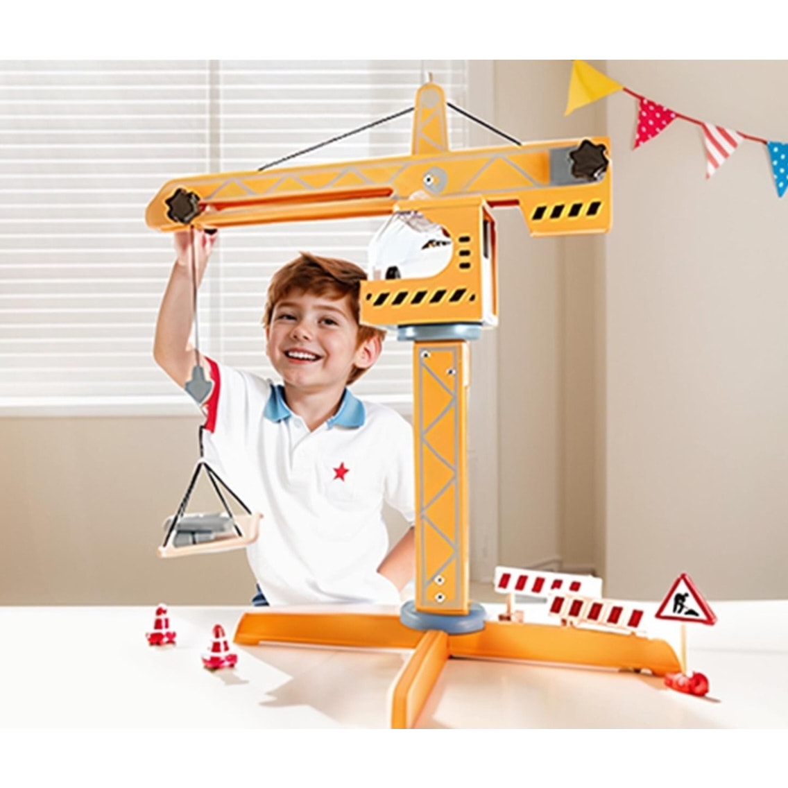 Hape Playscapes Crane Lift Playset| Construction Truck Vehicle Playset for Kids