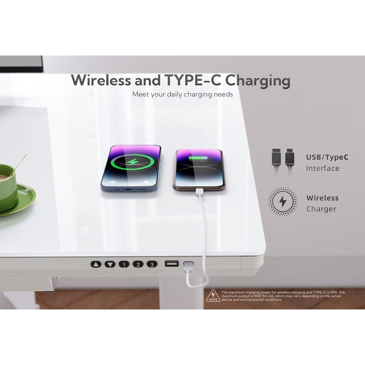 Electric charging glass desk