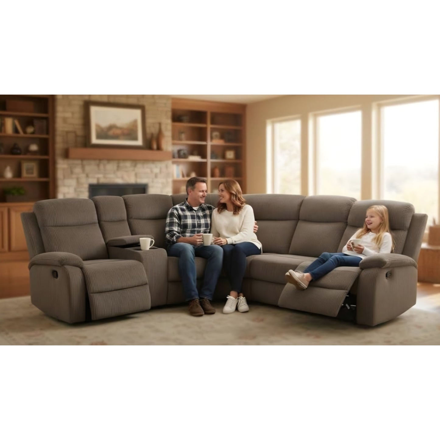 Power Reclining Sectional Sofa Set, L-Shaped Sectional Couch for Living Room