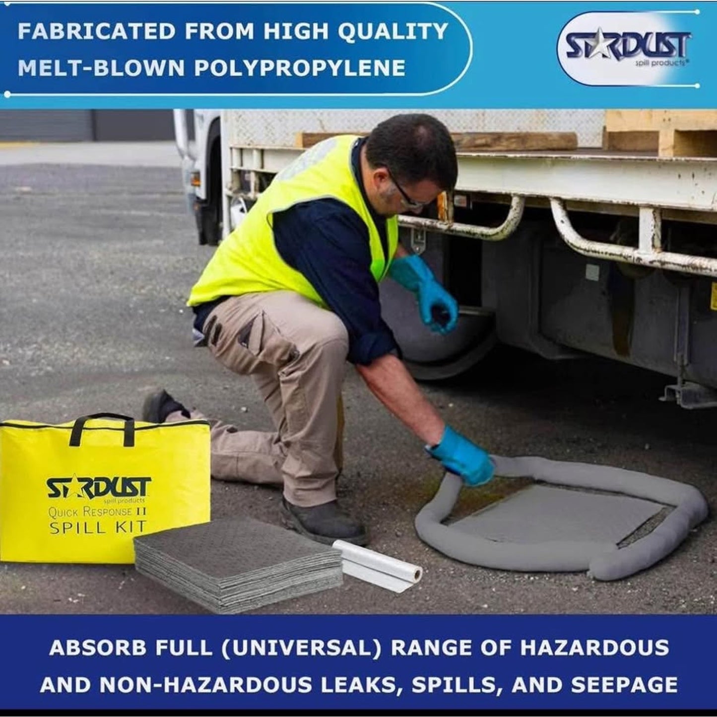Stardust Spill Products Universal Spill Kit – OSHA Approved Solution for Vehicles, Industrial, & Res