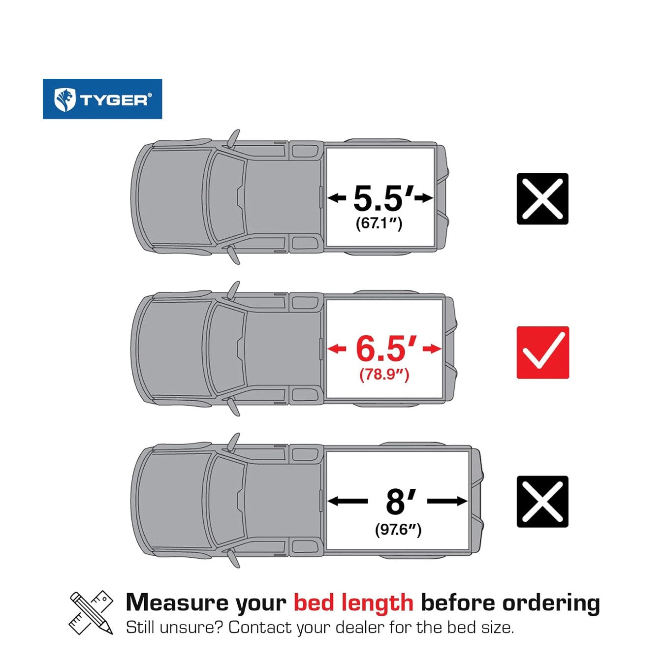 Tyger Auto T3 Soft Tri-fold Truck Bed Tonneau Cover Compatible with 2015-2025 Ford F-150 | 6.5' (79")