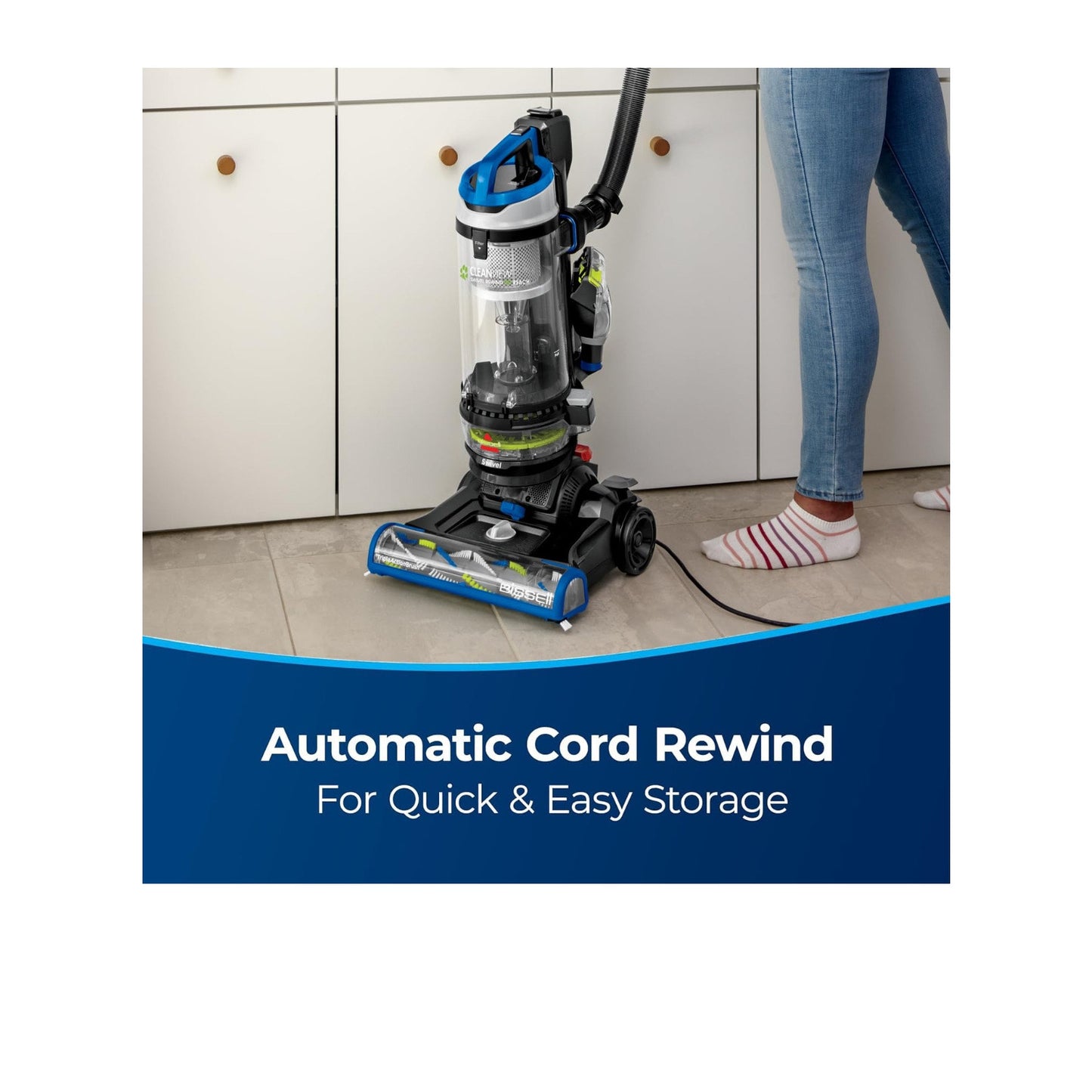 issell CleanView Swivel Rewind Pet Reach Vacuum Cleaner, with Quick Release Wand, Swivel Steering