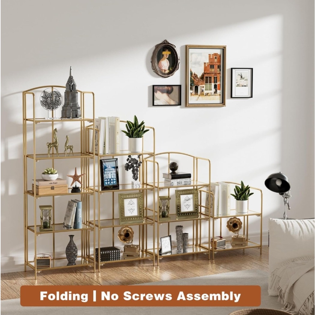 Crofy No Assembly Folding Bookshelf for Living Room