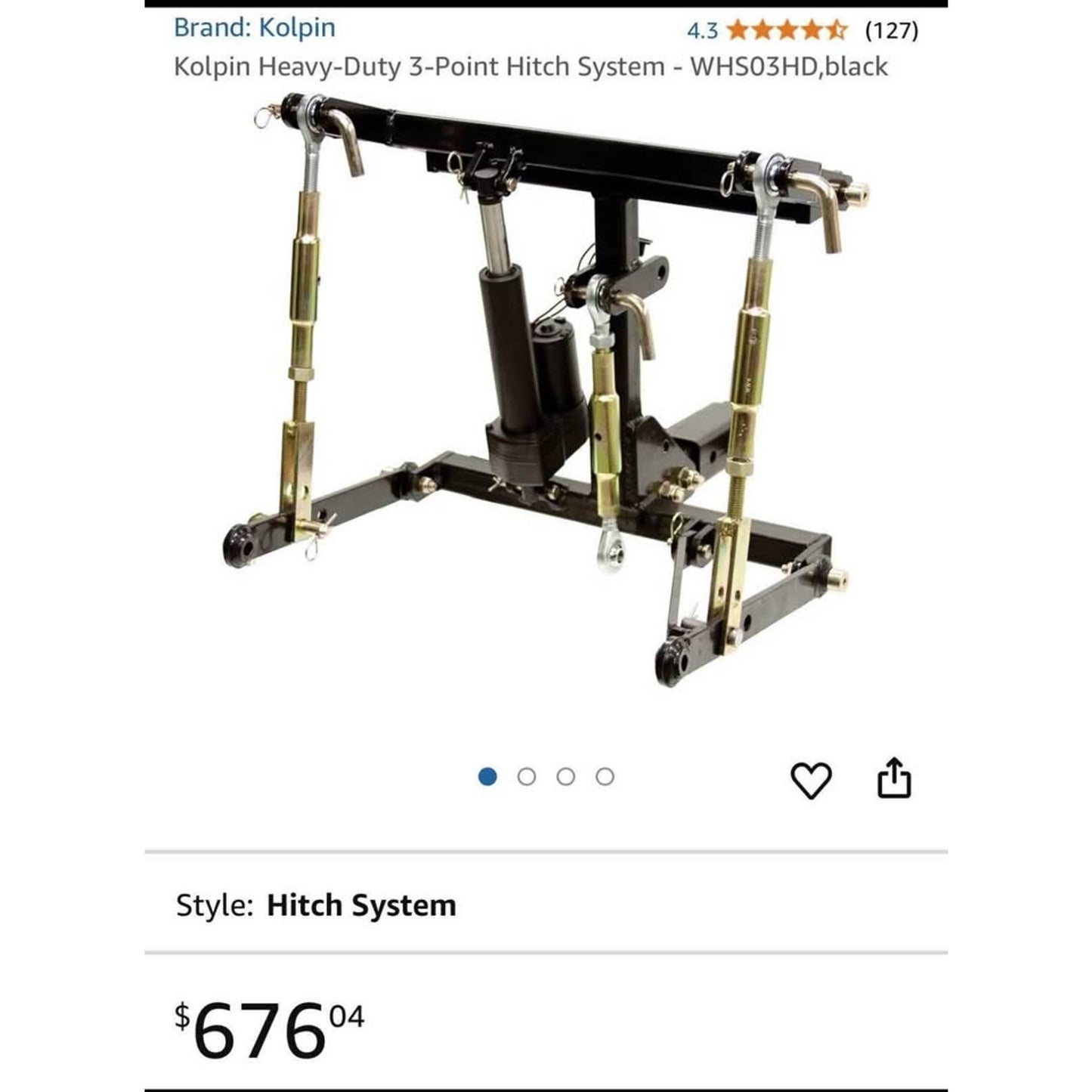 Kolpin Heavy-Duty 3-Point Hitch System - WHS03HD,black (open box item)