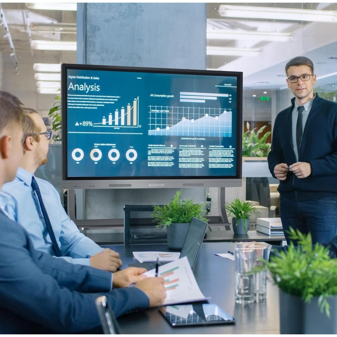 Interactive Whiteboard, 55'' 4K UHD Smart Whiteboard, Interactive Touch Screen Smartboard,