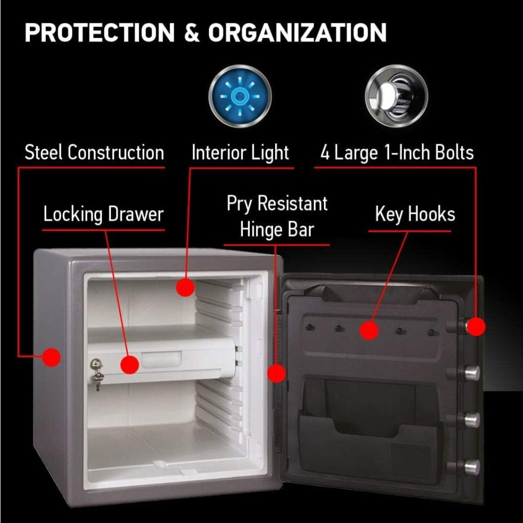 SentrySafe Waterproof and Fireproof Alloy Steel Digital Safe Box for Home with Code Button Keypad, 1.23 Cubic Feet, 17.8 x 16.3 x 19.3 Inches (exterior), SFW123GDC